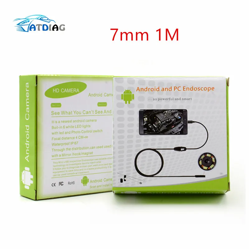 

7mm1m 6 LED USB Endoscope Waterproof Borescope Video Inspection Snake Tube Pipe Mini Camera Camcorder Snapshot Button