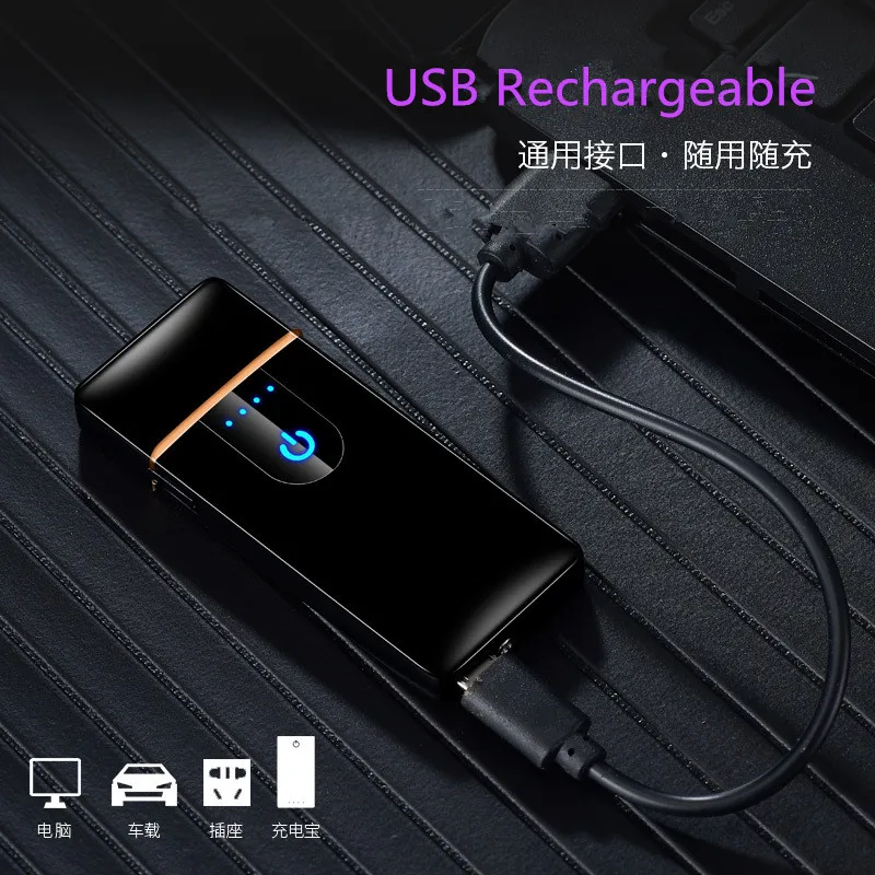 Абсолютно новая сенсорная Индукционная USB электрическая зажигалка для сигарет Двойной Iginite ветрозащитный Табак Encendedor плазменный дым гаджеты