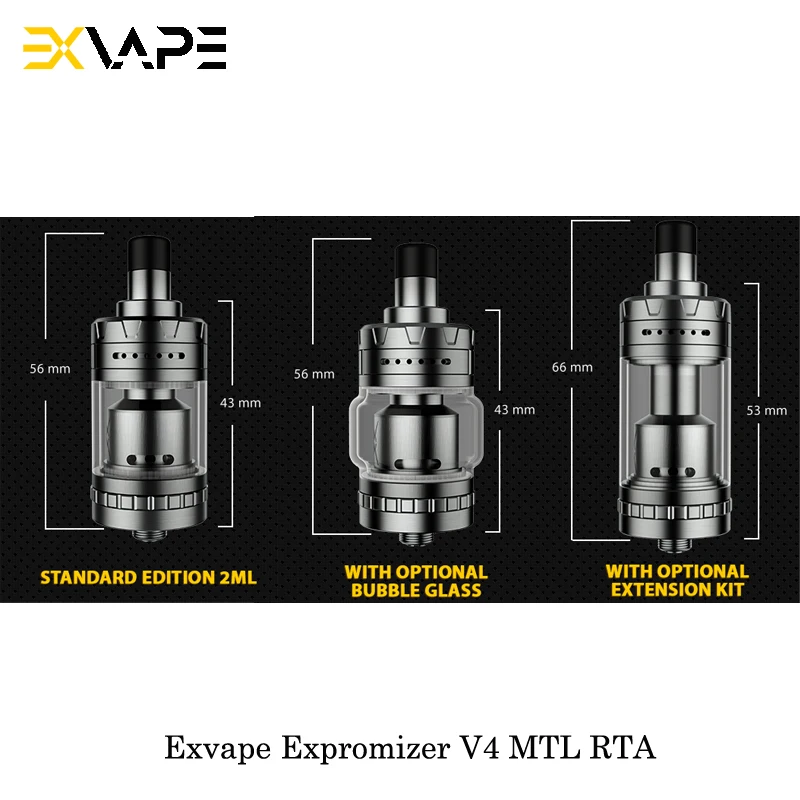 Электронная сигарета Exvape Expromizer V4 MTL RTA 23 мм Диаметр 2 мл Ёмкость один Головка