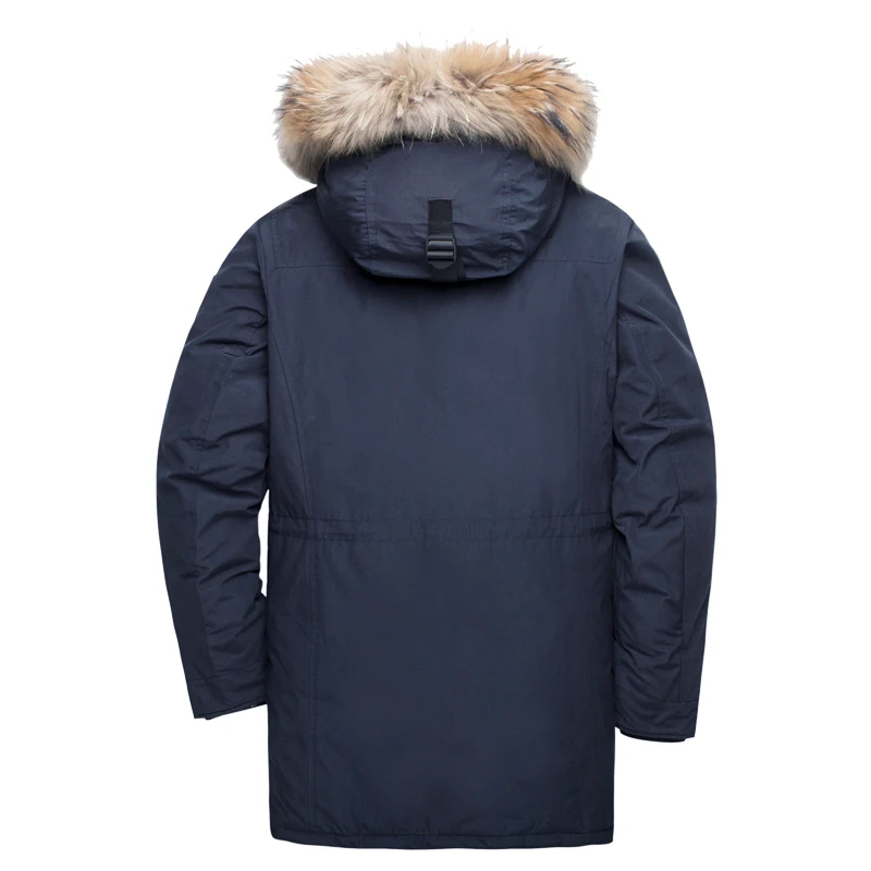 Skup TIGER FORCE Alaska kurtka zimowa dla mężczyzn Parka wodoodporny płaszcz ocieplany kurtki z prawdziwym futrzany kaptur męski Snowjacket znosić