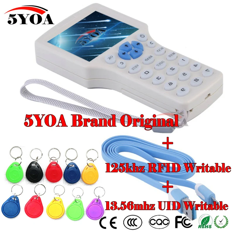 

RFID Copier Writer Readers Duplicator 125KHz 13.56MHz USB Programmer NFC Smart 10 Frequency Key fob Cards Reader UID Decoder