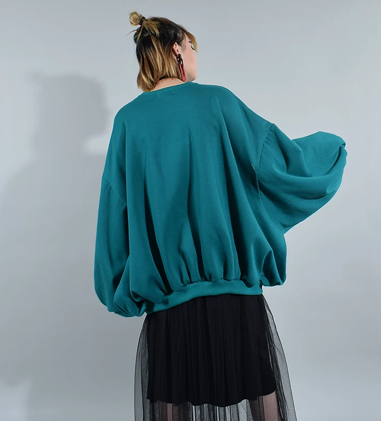 [XITAO] New 2017 Autumn Europe Women Lantern Sleeve Letter Print Loose