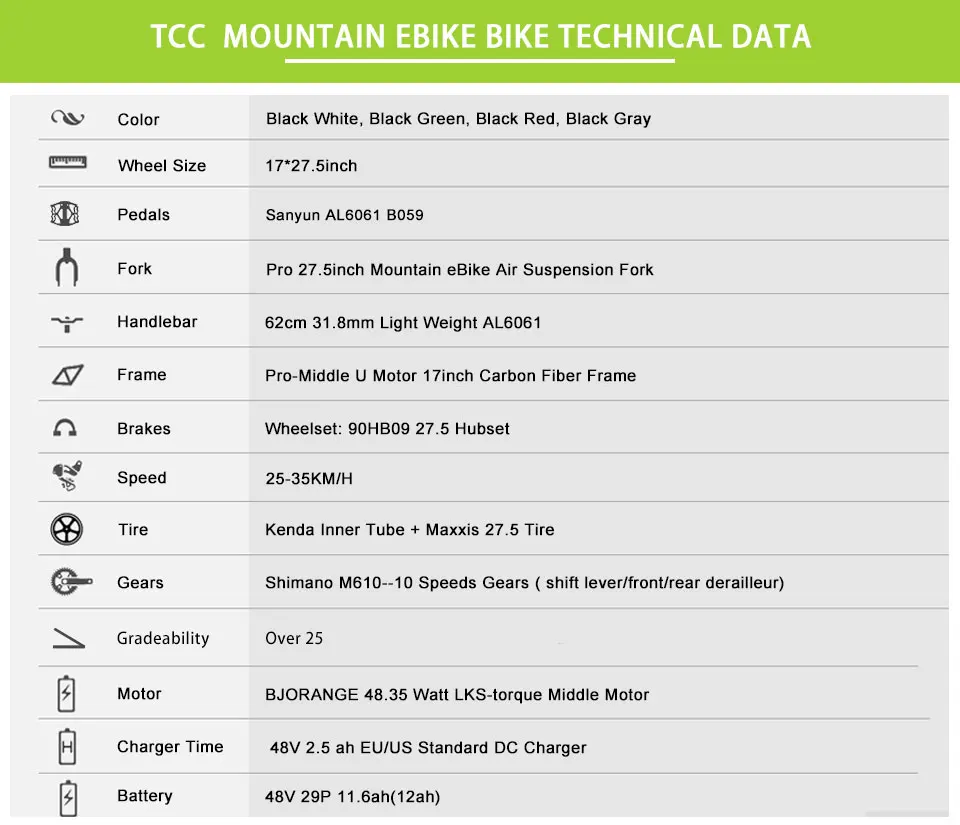 Discount Cyrusher TCC Carbon Fiber frame Mountain bicycle 350Watt 17X27.5 inch 48V 11ah 10 Speed Double Hydraulic Disc Brake E-bike 1