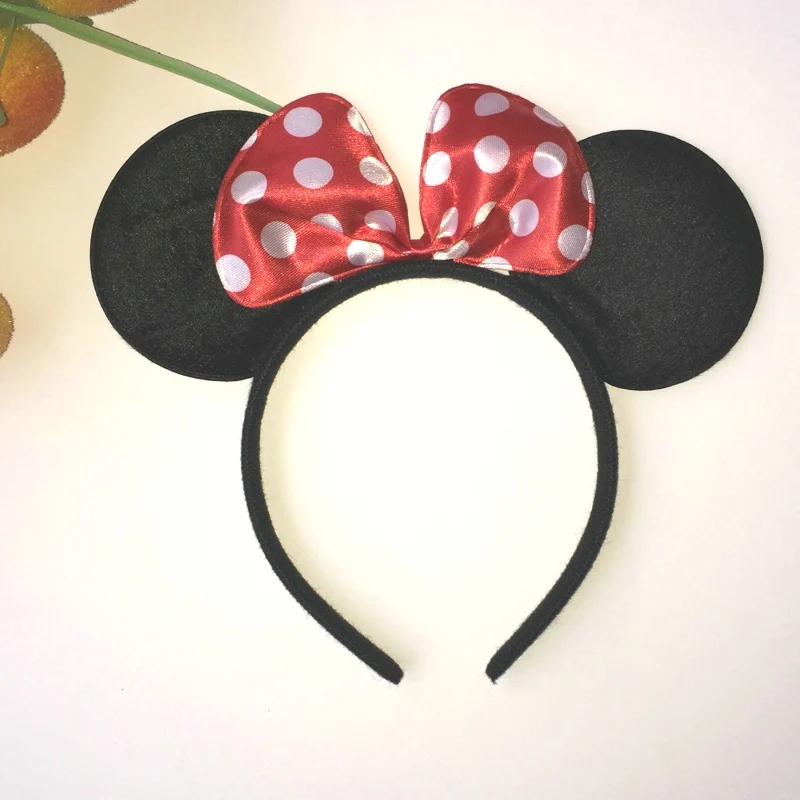 

Cartoon Dot Bow Cloth Headband Cute Women Girls Boys Kids Fascinator Black minnie Mouse Ears Hair Accessories Headress 4 Colors