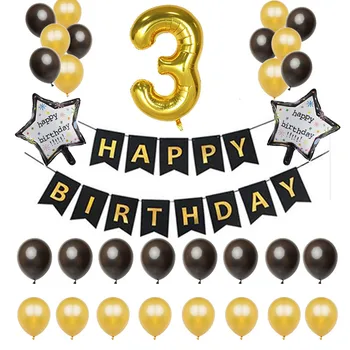 

40inch Gold 1 30 18 21 50 Years Old Birthday Number Foil Balloons Happy Birthday Black Banner Adult Party Decoration Supplies