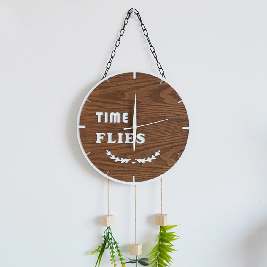 

Round Rural Mute Hanging Creative Clock Art Nordic Silent Wooden 3d Wall Clock Modern Design Duvar Saati Farmhouse Decor 60ZB040