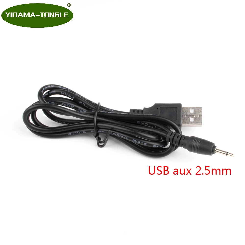 

USB to 2.5mm Audio Jack Plug Aux Adapter Stereo cable 100cm length black L shape 2 poles