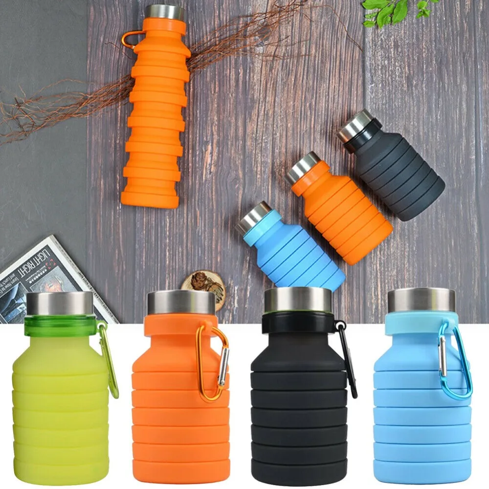 

2019 New Creative Squeezed Adjustable Water Bottles Bottle Folding Sports Travel Climbing Hiking Drink Bottles Kettle 550ML