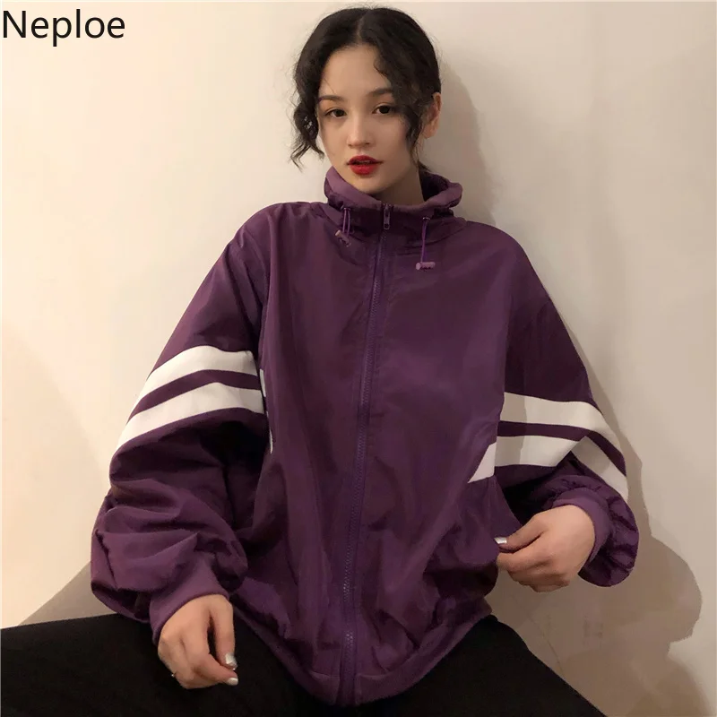 Neploe 2019 Новая бейсбольная куртка для женщин со стоячим воротником на молнии