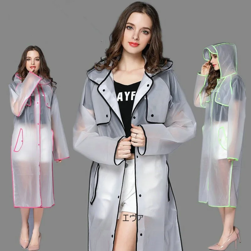 EVA Fashion Cloak Transparent Raincoat poncho Women Men waterproof Long ...