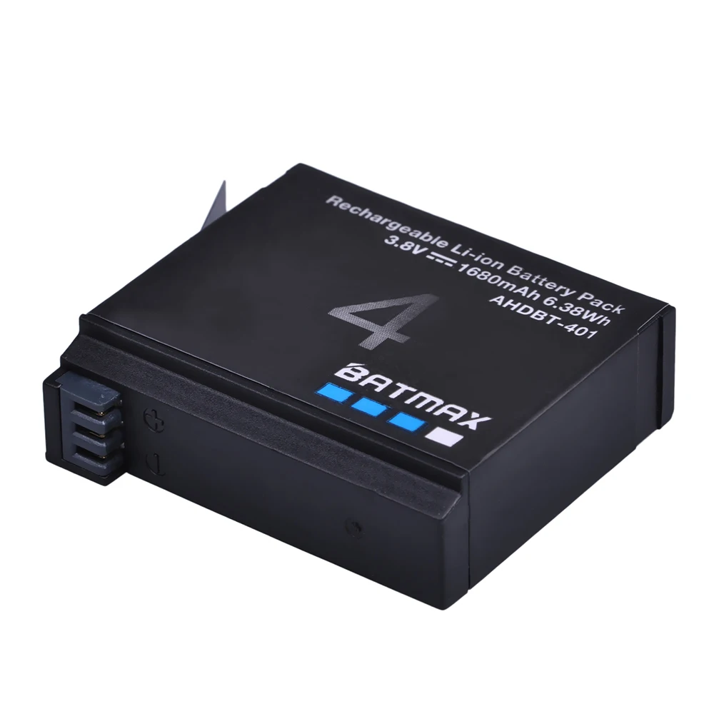 GoPro Battery Charger Batmax 1680mAh Gopro Hero 4 Battery Replacement + LED 3-Slots USB For GoPro HERO4 AHDBT-401 Action Camera