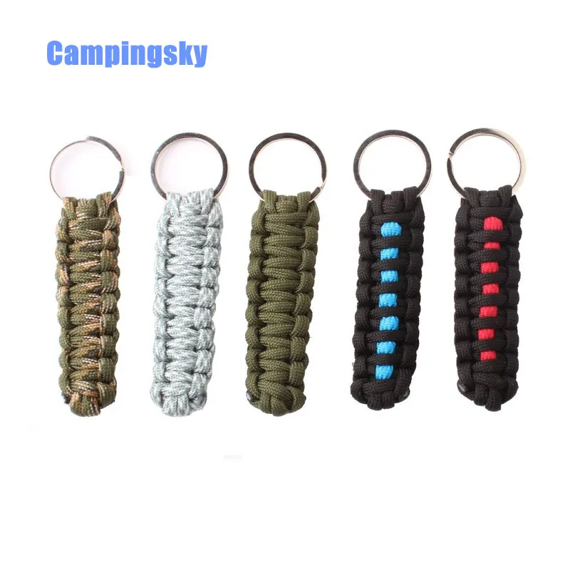 CAMPINGSKY 550 ParaCord Lanyard Chain брелок ручной работы для брелок-фонарик черный, альпинистское снаряжение для выживания, paracord 550