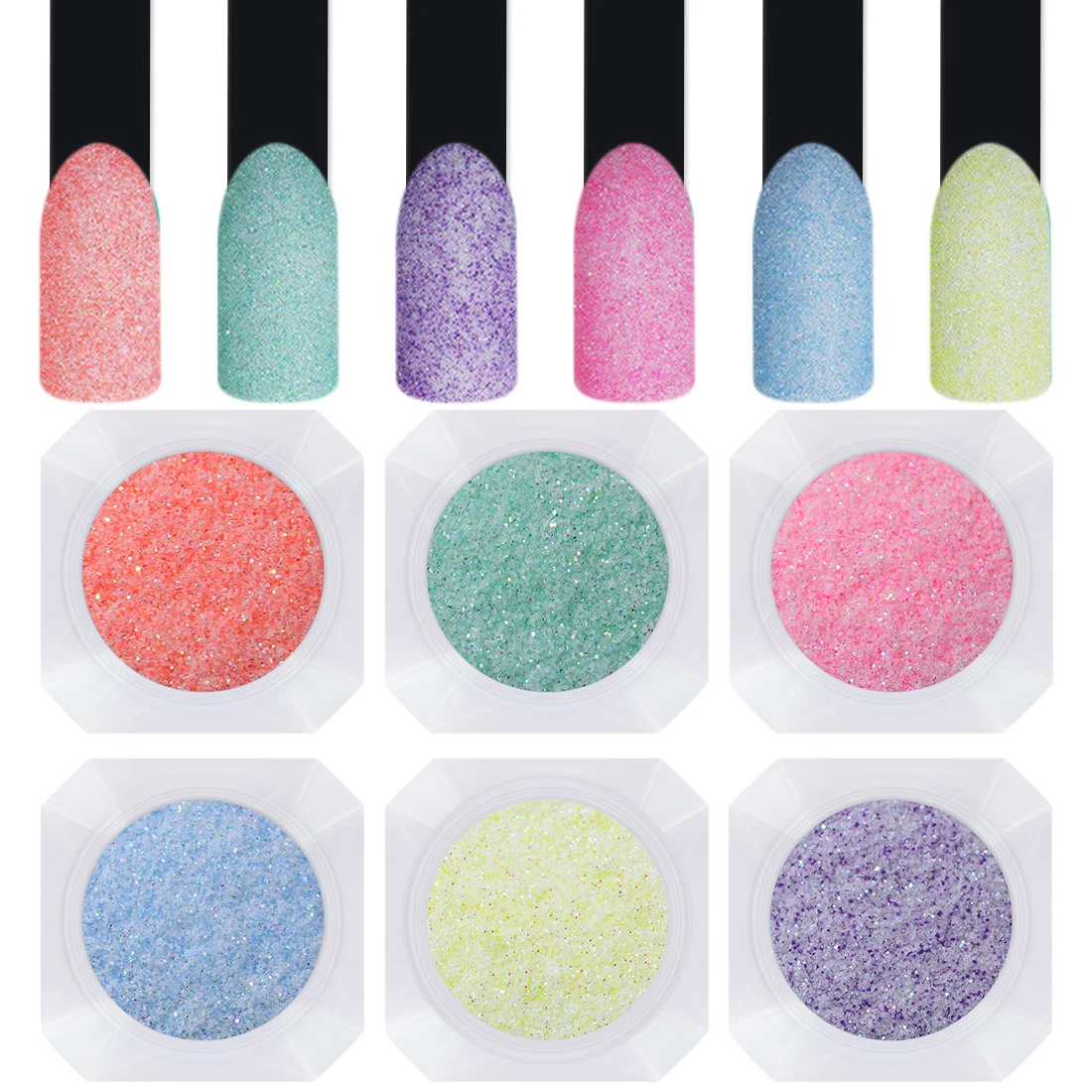 

6 Boxes Ultrafine Pastel Sugar Nail Glitter Set Colorful Sandy Mixed Dust Candy Powder Manicure Nail Art Decorations Sweet Kit