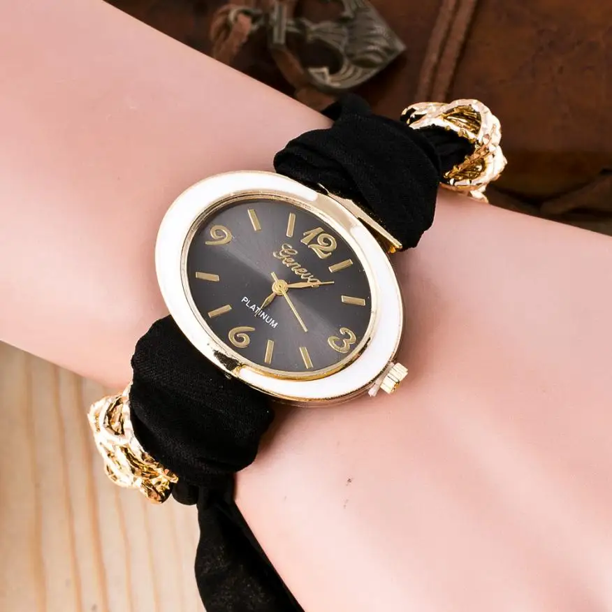 Newly Women's Watch Fashion Cute Women Quartz Bracelet Fabric Analog