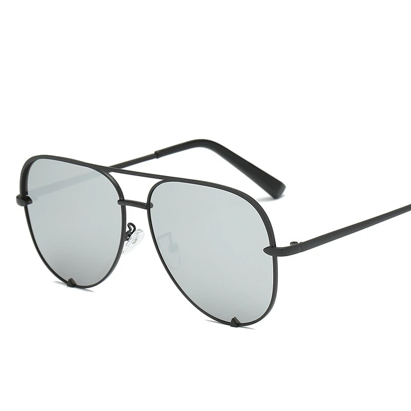 Elbru lunette soleil femme Солнцезащитные очки Серебристые зеркальные металлические солнцезащитные очки Брендовые дизайнерские солнцезащитные очки для женщин и мужчин градиентные черные оттенки - Цвет линз: Black Silver