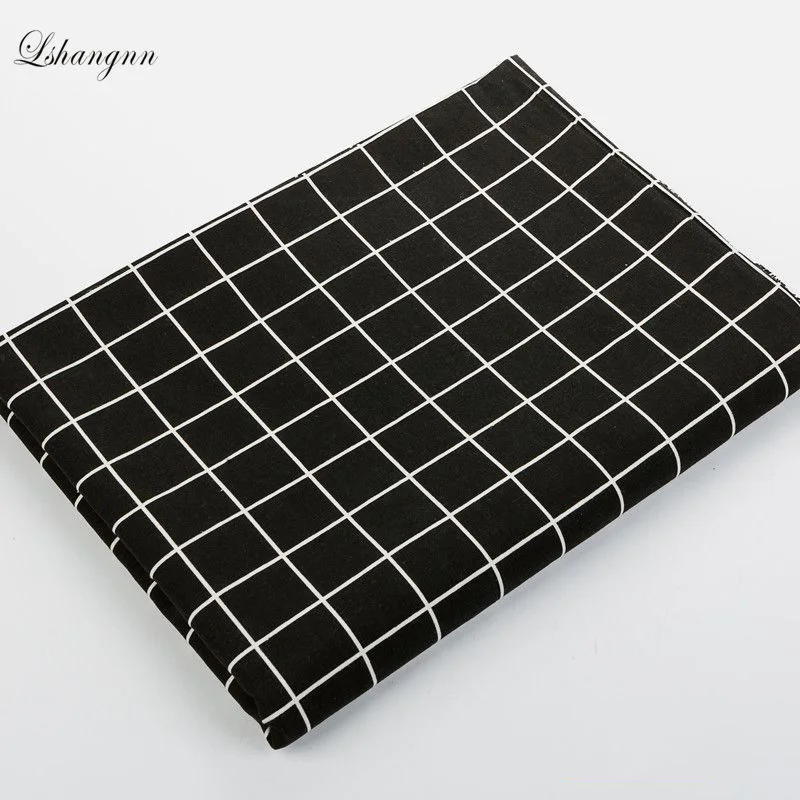 

100x150cm Black and White Squares Cotton Linen Fabric For Diy Home decoration Patchwork Quilts Sewing Cloth For Sofa Curtain Bag