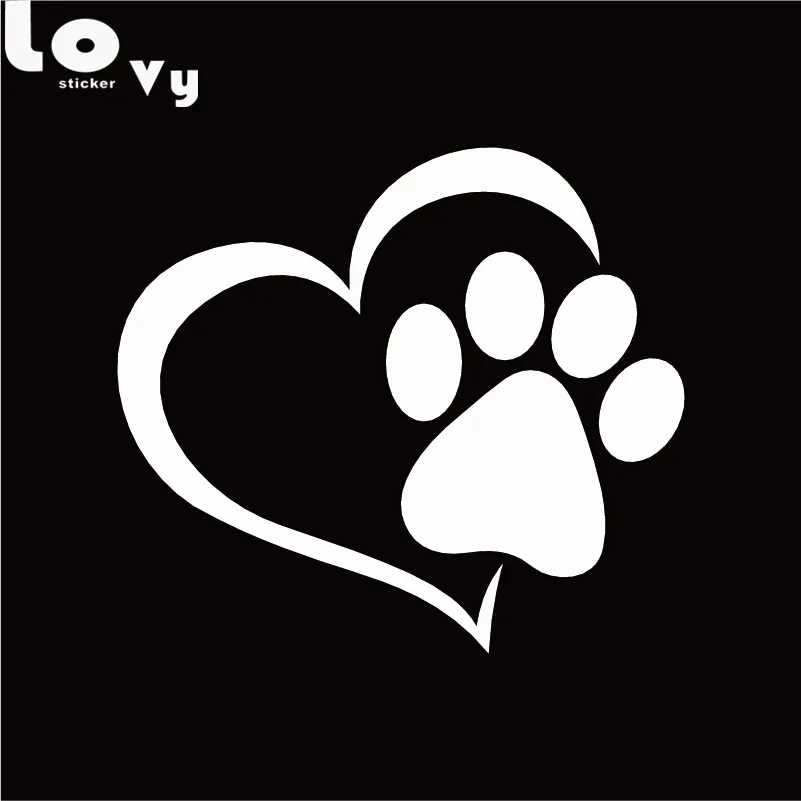 2pcs Cute Dog Paw with Peach Heart Car Sticker Cartoon Animal - Aksesori kereta luaran - Foto 2