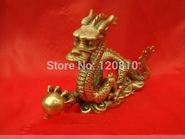 

Chinese Bronze brass Dragon figurine Statue 4.5"L