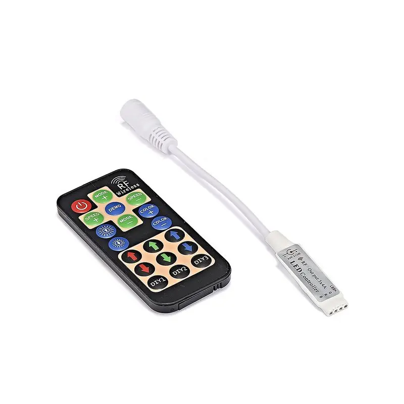 

100pcs DC12-24V Mini RF Wireless RGB Remote Controller DIY Memory Save For 5050 3528 RGB LED Strip Lighting