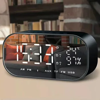 

LED Mirror Alarm Clock Digital Snooze Table Clock Wake Up Light Electronic Large Time Temperature Display Home Decoration Clock