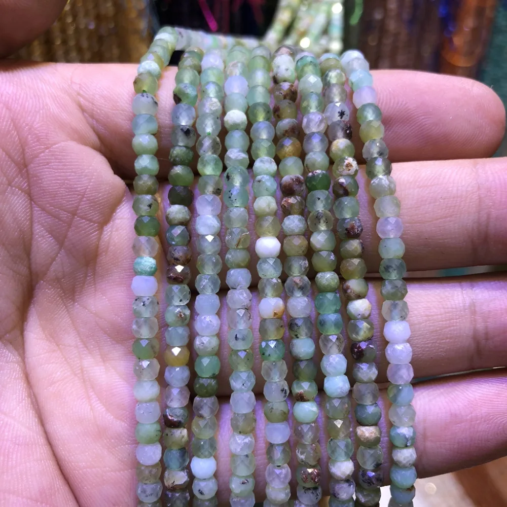 5strings Lot,Natural Chrysoprase Beads,Faceted Semi Gem Roundel Beads,Tiny Spacer Gem jewelry Beads,approx 3x4mm,15.5\