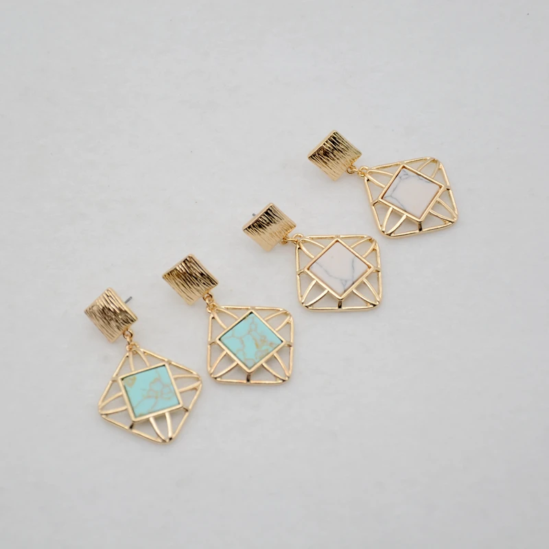 

Free shipping ladies fashion jewelry synthetic stone embellishment personality girls party earrings Simple temperament