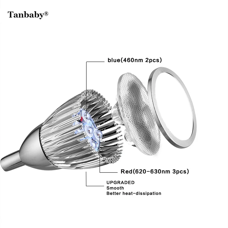 Tanbaby 10 Вт Dual Head Гибкая клип завод полный спектр светать светодиодный лампы накаливания для внутреннего Овощной цветок