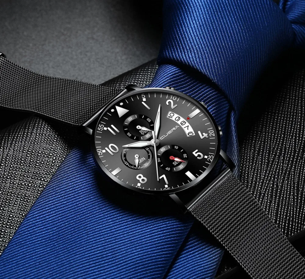 Reloj hombre,, Топ бренд, Роскошные мужские часы, водонепроницаемые, ультра тонкие, дата, наручные часы, мужские, сетчатый ремешок, повседневные, кварцевые часы
