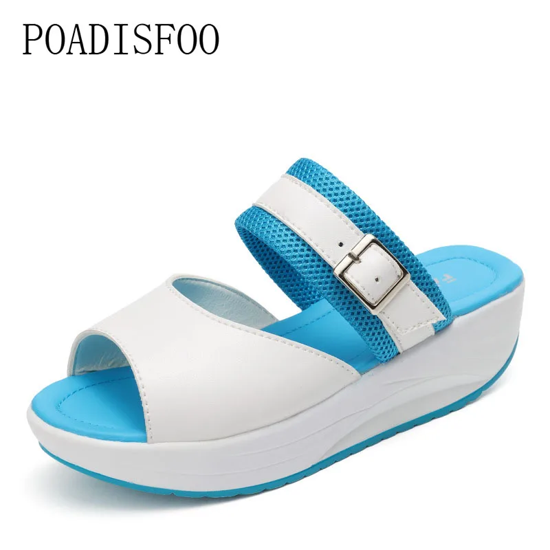 

POADISFOO 2018 Fish Mouth Muffin Bottom Female Rocking Shoes Thick Bottom Student Sports Sandal Shoes Casual sandals.LCH-8899