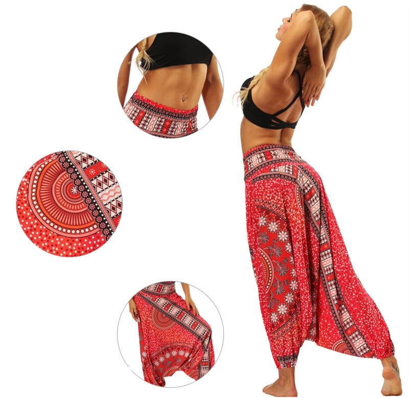 <+> 13 Цветов Summer Beach Yoga Cross-Pants Женщины Талия Плюс Размер Спортивные Брюки Свободные Печати ①