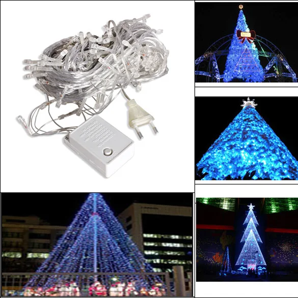 

EU Plug 10m 100 LED String Fairy Lights White Holiday Lighting Waterproof for Outdoor Garden Party Christmas Tree Decoration