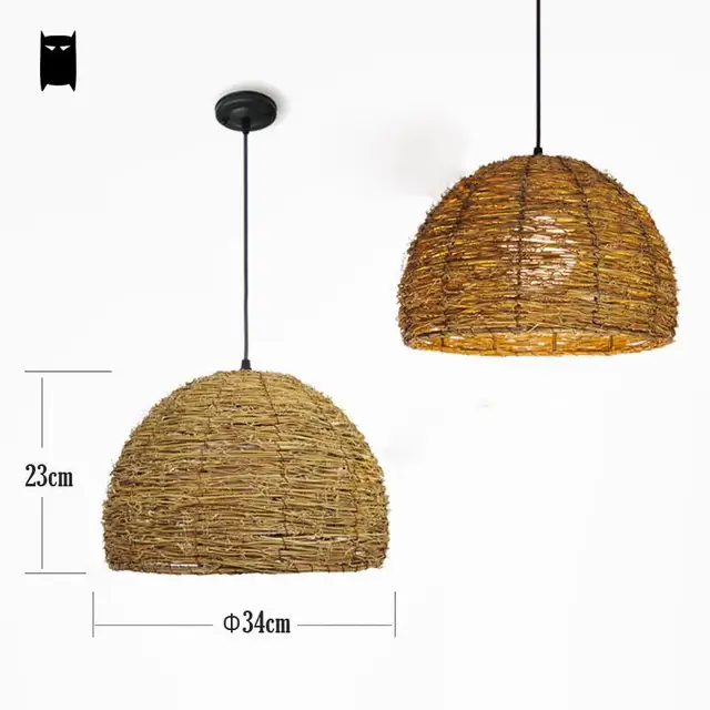 Ronde Rieten Rotan Lantaarn Lampenkap Hanger Lichtpunt Rustieke Land Vintage Retro Deco Hang Lamp Decoratie Maison - AliExpress Licht & verlichting