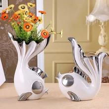 2 шт./компл. Творческий рыбы Форма дизайн цветок декоративная домашняя ваза Керамика ваза мебель для столовой Гостиная ремесло орнамент