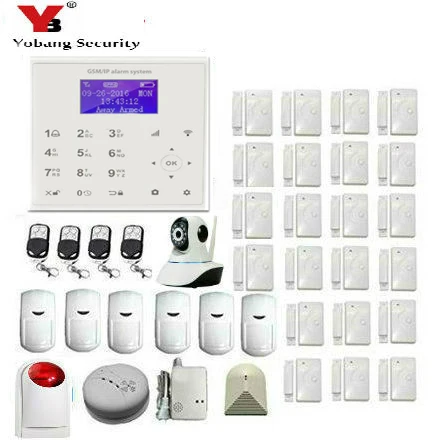

Yobang Security Wireless wifi/GSM Home Burglar Security LCD Touch Keyboard WIFI GSM Alarm System Sensor kit