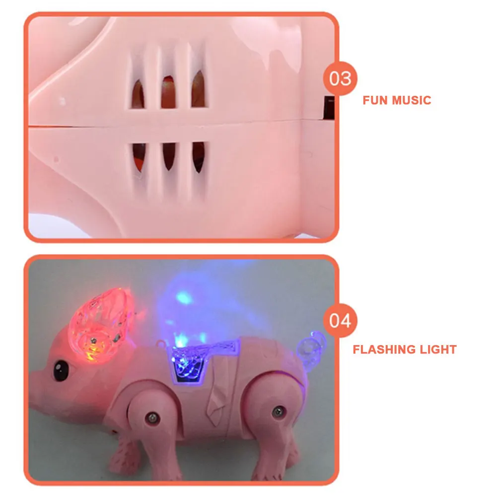 Многоцветный Электрический свинья пояса Танцы Копилка Glow музыка поводок свет Пластик хобби светодиодный культуры Интерес Подарок свиной