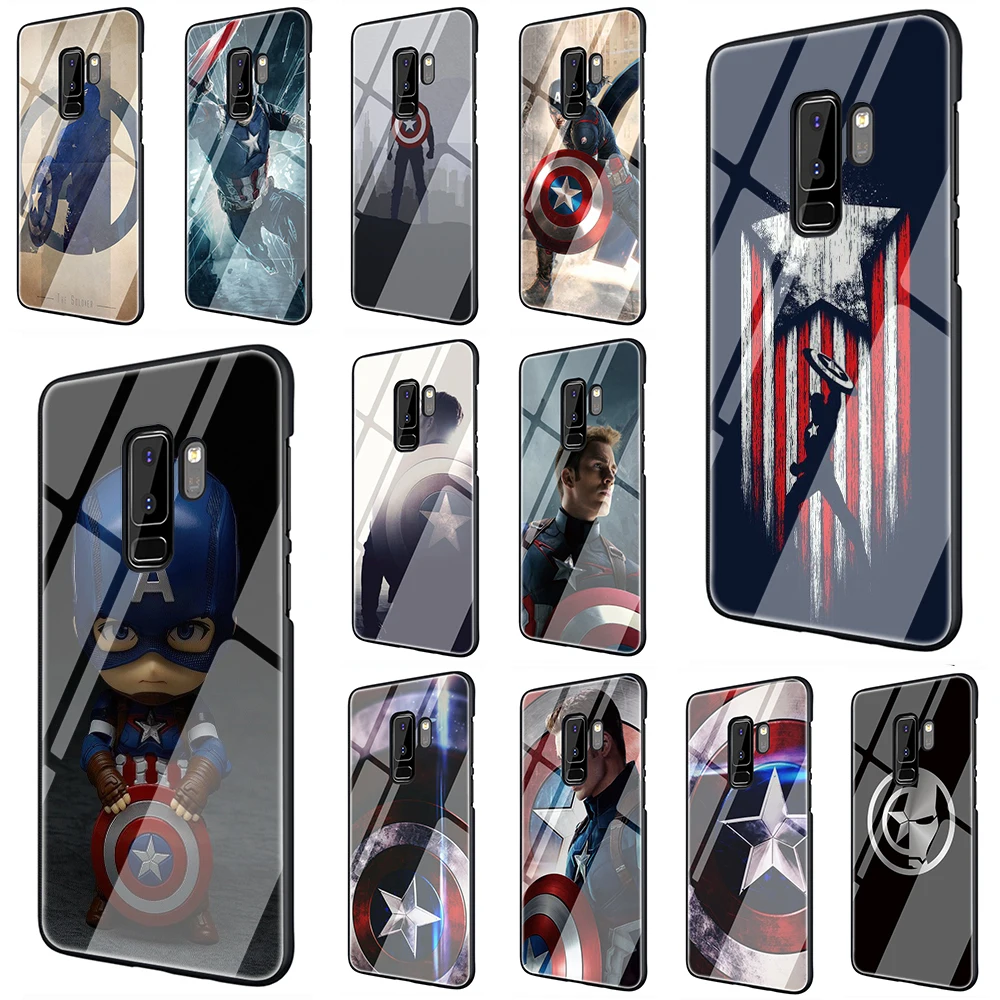 

Marvel Captain America Iron Man Heroes Tempered Glass Phone Cover Case For Samsung Galaxy S7 S8 Note 8 9 10 Plus A10 20 30 40 50 60 70