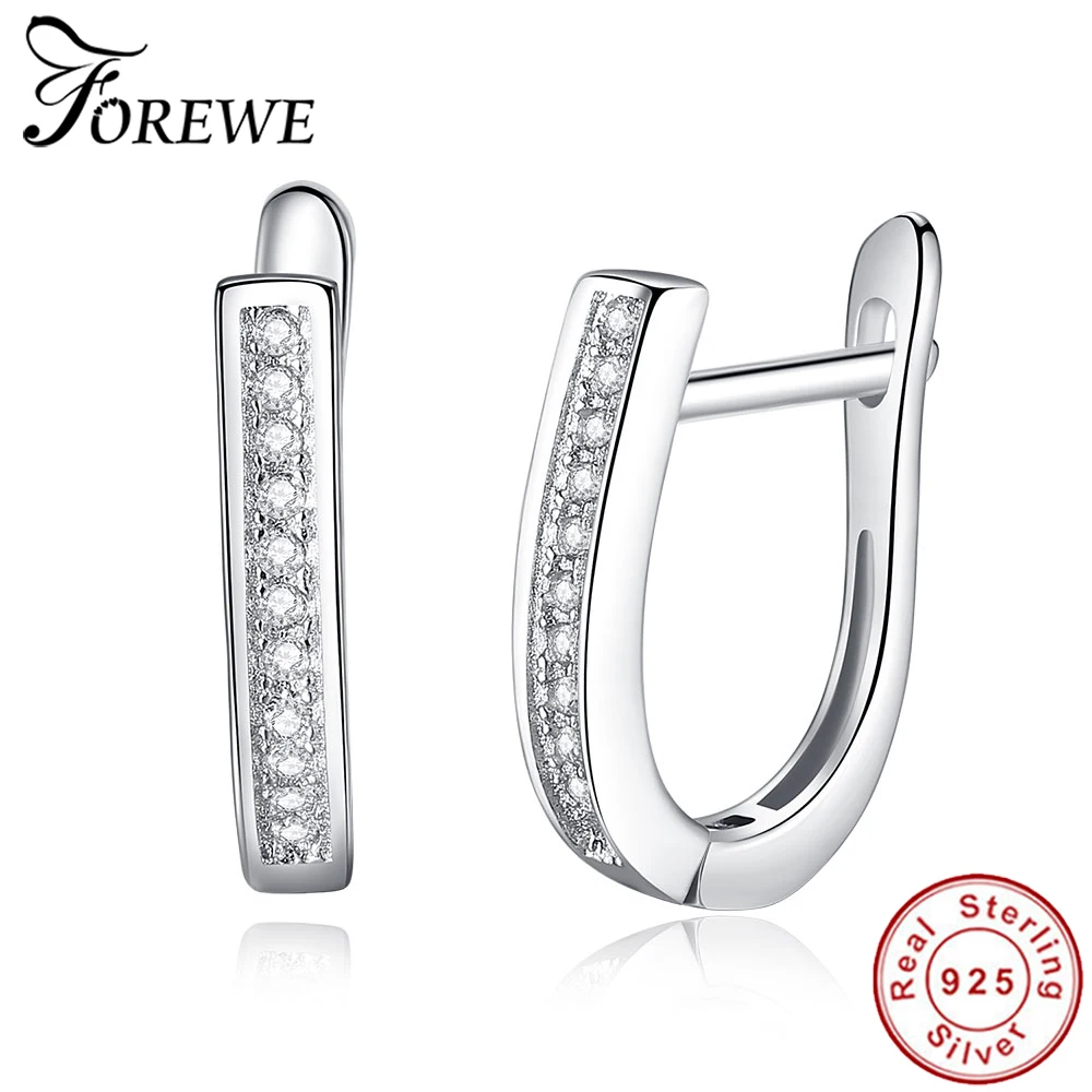 Женские круглые серьги гвоздики FOREWE из стерлингового серебра 925 пробы с