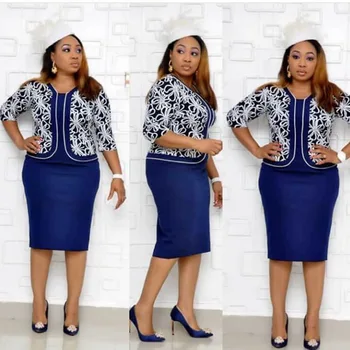 

2019 New style African women's Dashiki fashion Office Dresses popular Printed Fake Two dresses for women