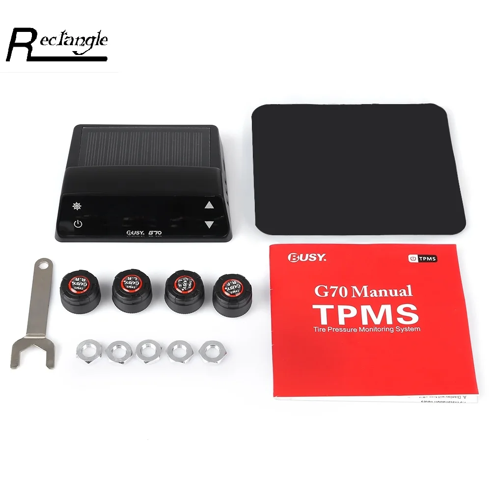 

Universal BUSY G70 TPMS Solar Energy Car Tire Pressure Voltage Monitoring System with 4 External Sensors