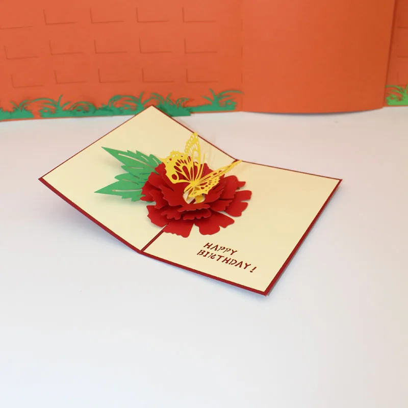  3D Happy Birthday Butterfly In Love with Flowers Paper Invitation Greeting Cards PostCard Valentine - 32842059834