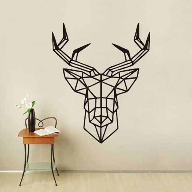 wall sticker deer design geometric deer head geometry animal series