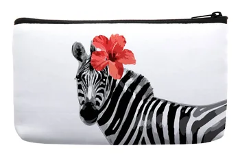 

Watercolor Creative Zebras and Red Flower Print Customized Small Cosmetic Bag Wristlet Makeup Bags