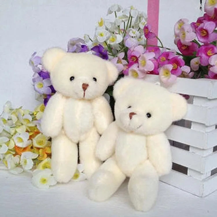 

36pcs free shipping 12CM plush stuffed toy cartoon joint bear bouquet packaging material joint mini teddy bear creamwhite colort