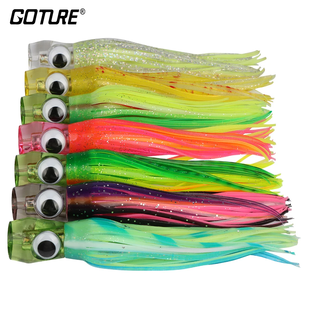 Goture 7pcs/lot Trolling Jigging Fishing Lure Deep Sea Lighted Squid