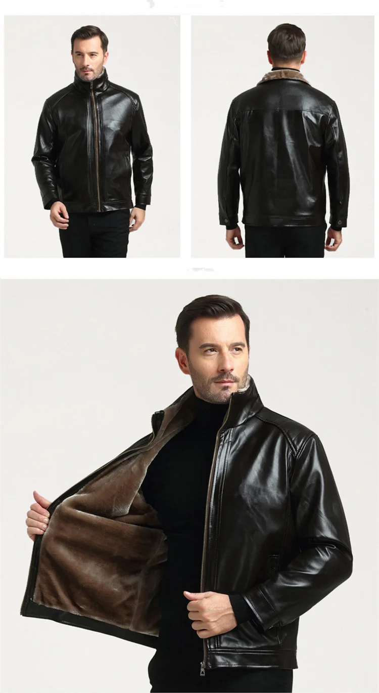 Winter jacket men 2018 Winter dress Fashion jackets men Warm High Quality PU Fur Coat With hat leather jackets men Hot sale