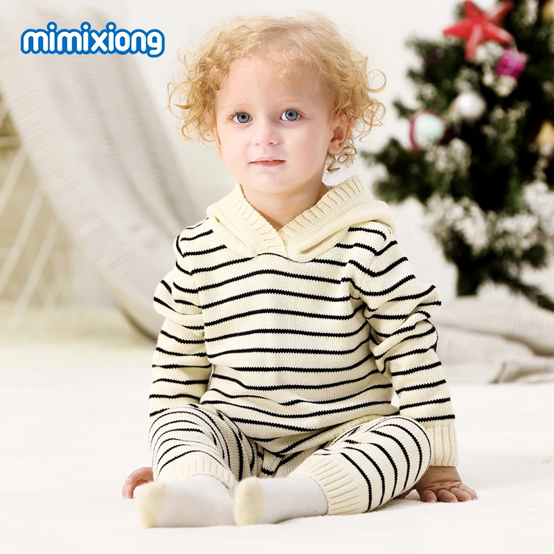 Spring Baby Girl Stripes Outfits Clothes Cute Fringe Hooded Tops + Pants Clothes Suits For Toddler Boys Knitted Costume Acrylic Spring Baby Girl Stripes Outfits Clothes Cute Fringe Hooded Tops + Pants Clothes Suits For Toddler Boys Knitted Costume Acrylic