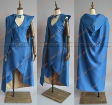 Free shipping New Custom made high quality Song of Ice and Fire A Game of Thrones Daenerys Targaryen Blue dress Cosplay Costume