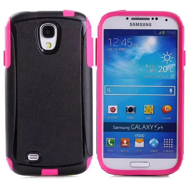 DHL,, высококачественный ПК+ ТПУ чехол для Samsung Galaxy S4 i9500. 2 в 1 шт+ ТПУ Жесткий чехол для Galaxy S4 i9500 100 шт/партия - Цвет: Pink