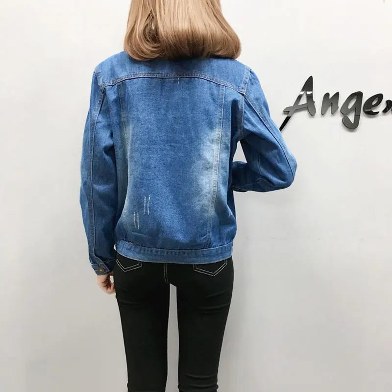 Most effective  Women's Beaded Old Jacket Spring Autumn Large Size Slim Denim Beading Jackets Female Long Sleeve Tu