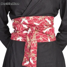 Японский пояс obi для женщин винтажный цветочный принт юката створка галстук японское кимоно сатин вышивка пояс широкий корсет